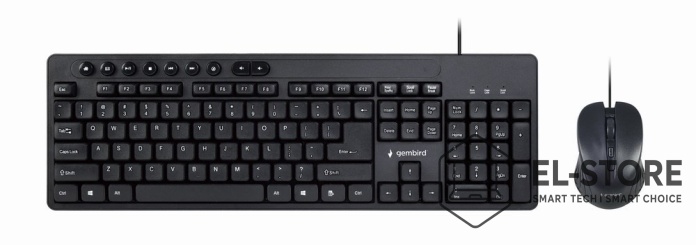 Zestaw Gembird KBS-UM-04 – czarna klawiatura multimedialna i mysz USB, ergonomiczny komplet do biura i domu, dostępny w El-Store.pl Warszawa Kraków Wrocław